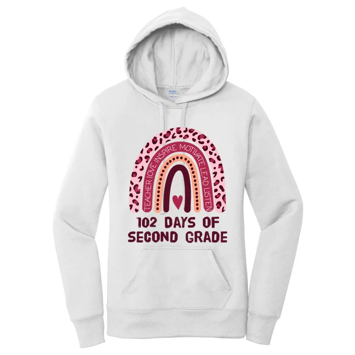 102 Day Of 2nd Grade Rainbow 102 Day Of Second Grade Women's Pullover Hoodie