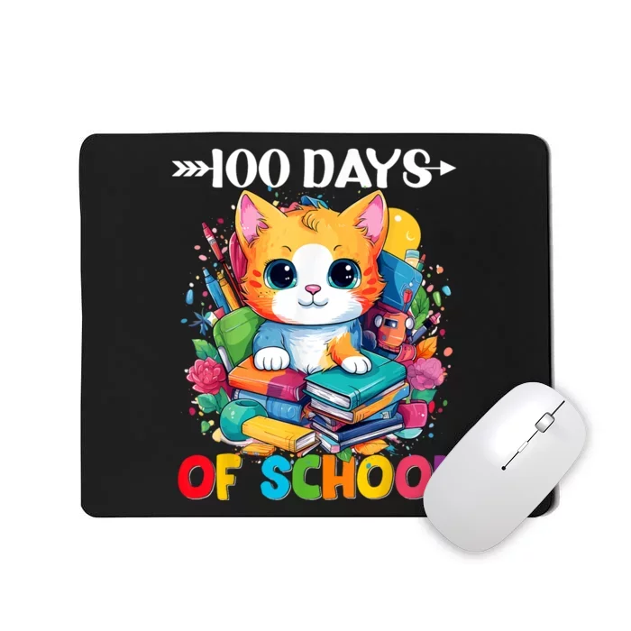 100th Day Of School Cute Cat Kitty Gifts 100 Days Smarter Mousepad