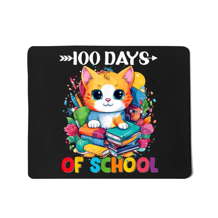 100th Day Of School Cute Cat Kitty Gifts 100 Days Smarter Mousepad