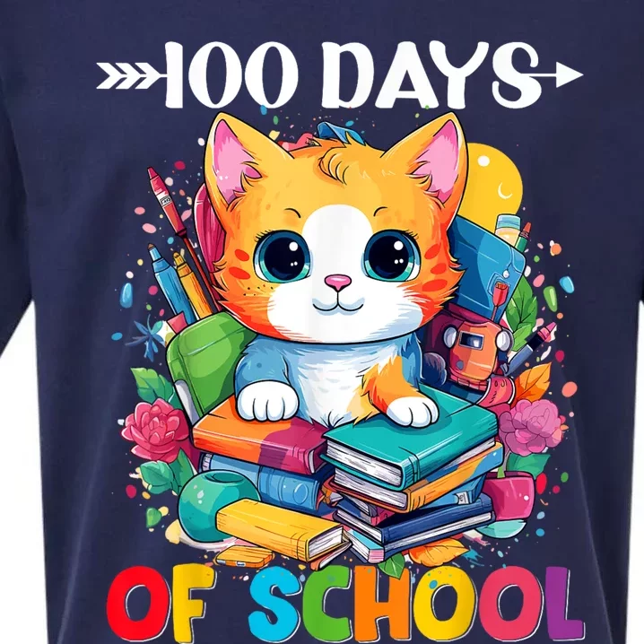 100th Day Of School Cute Cat Kitty Gifts 100 Days Smarter Sueded Cloud Jersey T-Shirt