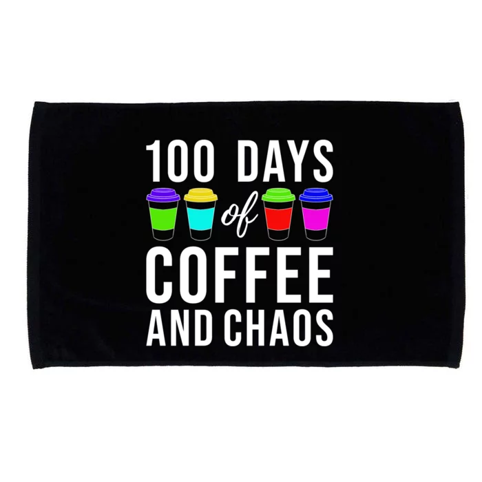 100 Days Of Coffee And Chaos Funny 100th Day School Teacher Gift Microfiber Hand Towel