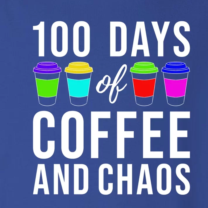 100 Days Of Coffee And Chaos Funny 100th Day School Teacher Gift Toddler Long Sleeve Shirt