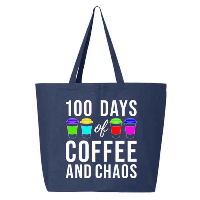 100 Days Of Coffee And Chaos Funny 100th Day School Teacher Gift 25L Jumbo Tote