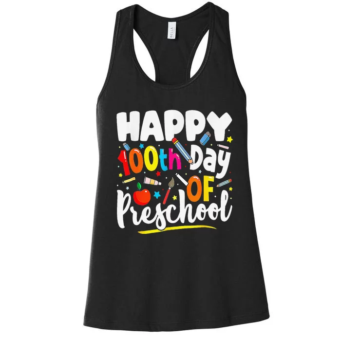 100th Day Of Preschool Teachers 100 Days School Women's Racerback Tank