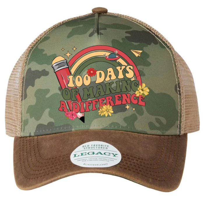 100 Days Of School 100th Days Of Making A Difference Rainbow 100 Days Smarter Legacy Tie Dye Trucker Hat