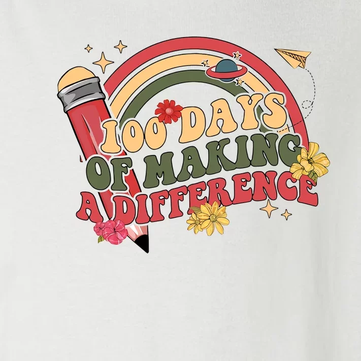 100 Days Of School 100th Days Of Making A Difference Rainbow 100 Days Smarter Toddler Long Sleeve Shirt