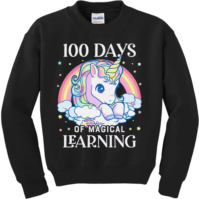 100th Day of School Unicorn 100 Magical Days Teacher Girls Kids Sweatshirt