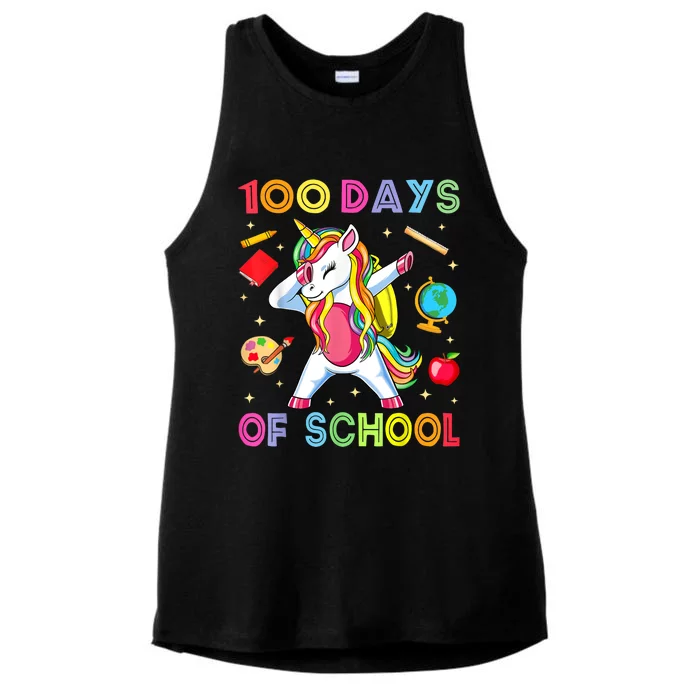 100 Days Of School Ladies Tri-Blend Wicking Tank