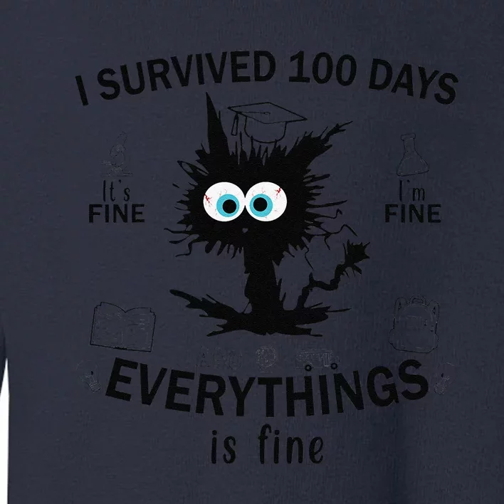 100 Days Of School Cat Survived 100 Days 100th Day Of School Toddler Sweatshirt