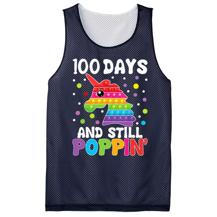 100 Days Of School Still Poppin Pop It Unicorn Kindergarten Mesh Reversible Basketball Jersey Tank