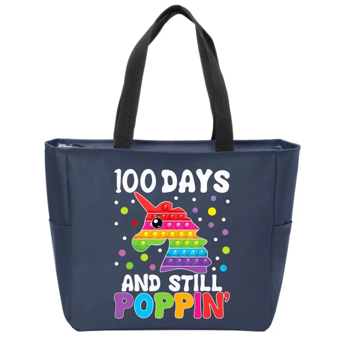 100 Days Of School Still Poppin Pop It Unicorn Kindergarten Zip Tote Bag