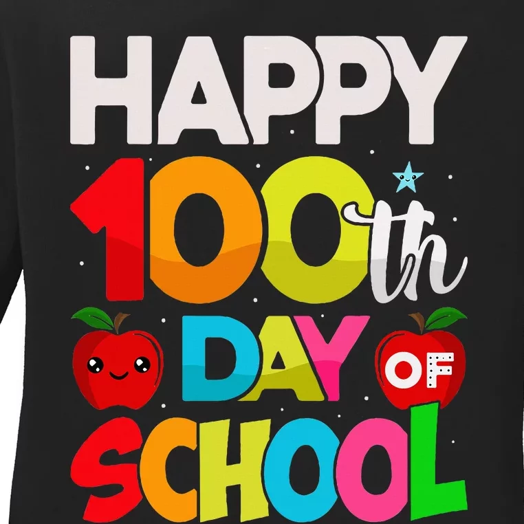 100 Days Of School Teacher Student Ladies Long Sleeve Shirt