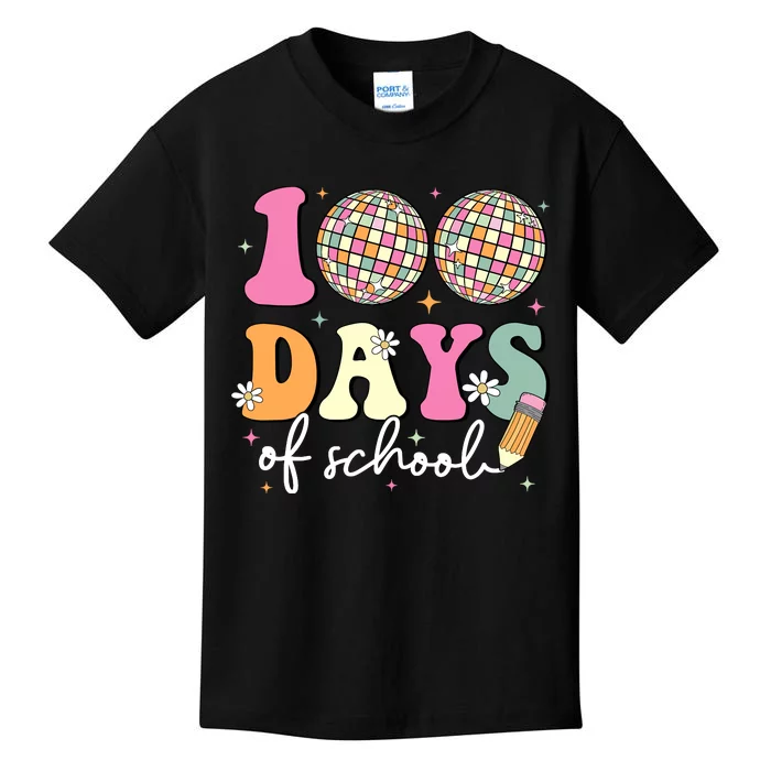 100 Days Of School Teachers Retro Disco 100th Day Of School Kids T-Shirt