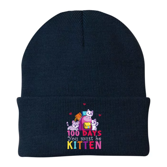 100 Days Of School You Must Be Kitten Funny Students Knit Cap Winter Beanie