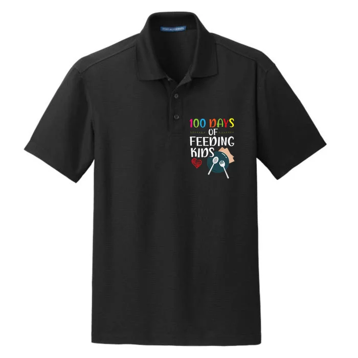 100 Days Of Feeding  Lunch Lady School Canteen Dry Zone Grid Performance Polo