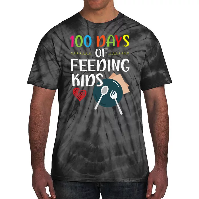 100 Days Of Feeding  Lunch Lady School Canteen Tie-Dye T-Shirt