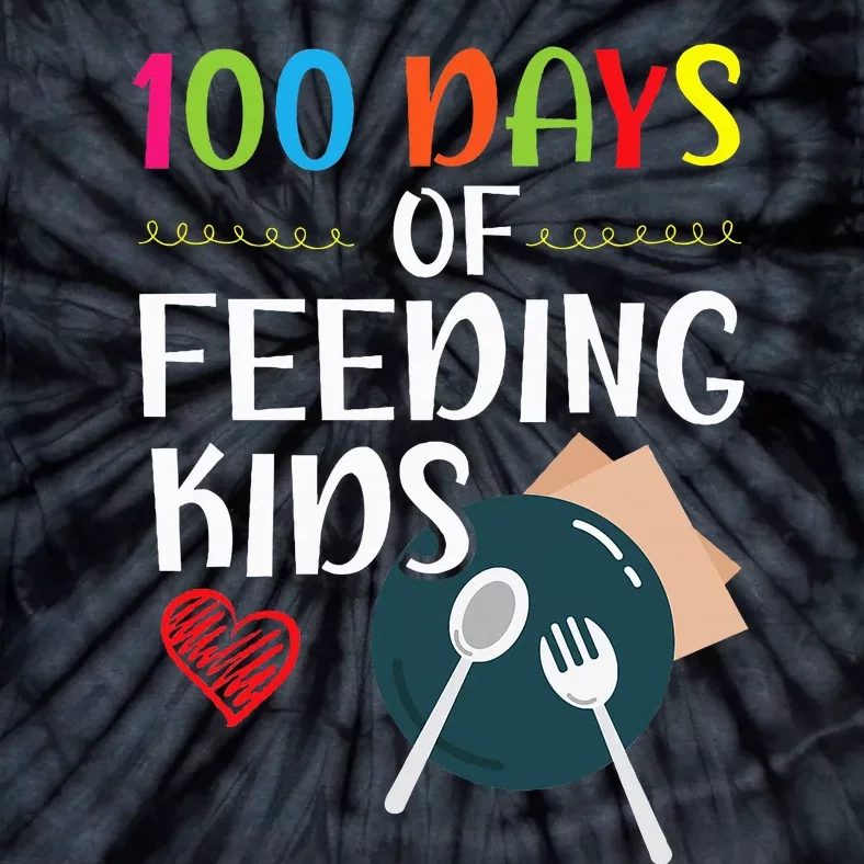 100 Days Of Feeding  Lunch Lady School Canteen Tie-Dye T-Shirt