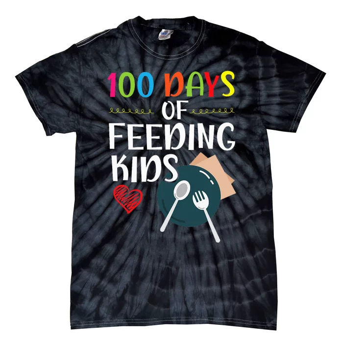 100 Days Of Feeding  Lunch Lady School Canteen Tie-Dye T-Shirt