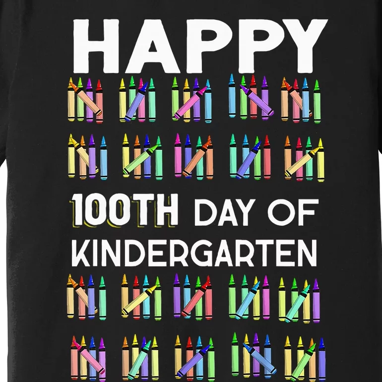 100 Days Of Kindergarten Happy 100th Day Of School Teachers Premium T-Shirt