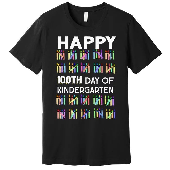 100 Days Of Kindergarten Happy 100th Day Of School Teachers Premium T-Shirt