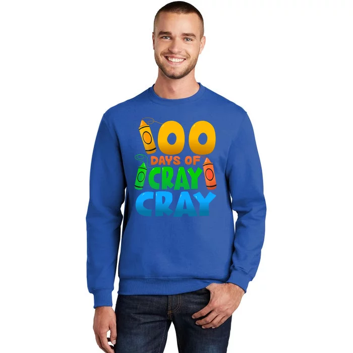 100 Days Of Cray Gift School Kindergarten Drawing Funny Gift Tall Sweatshirt