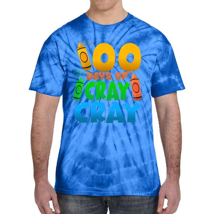 100 Days Of Cray Gift School Kindergarten Drawing Funny Gift Tie-Dye T-Shirt