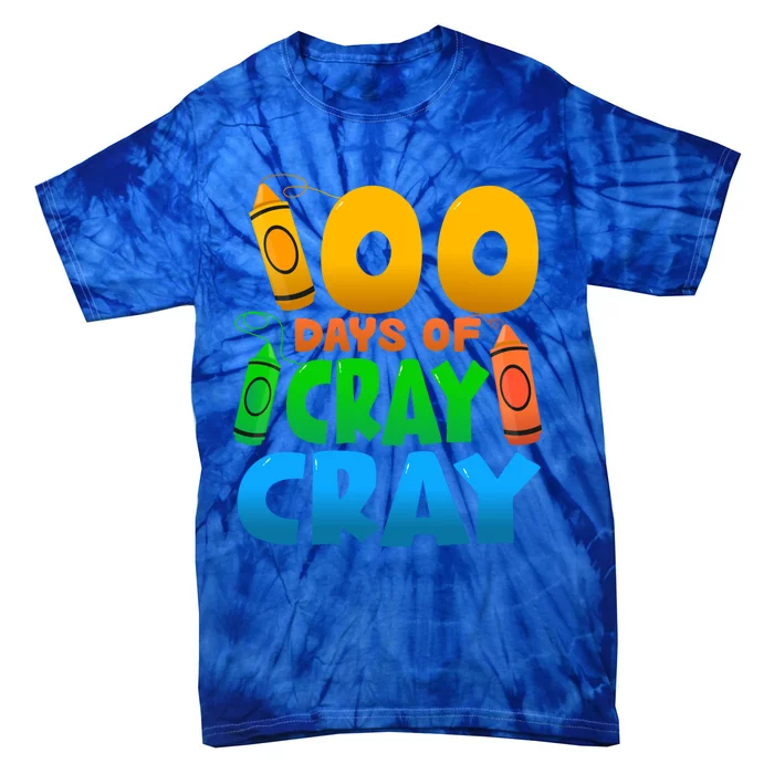 100 Days Of Cray Gift School Kindergarten Drawing Funny Gift Tie-Dye T-Shirt