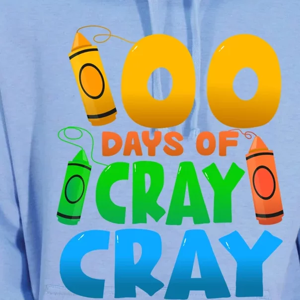 100 Days Of Cray Gift School Kindergarten Drawing Funny Gift Unisex Surf Hoodie