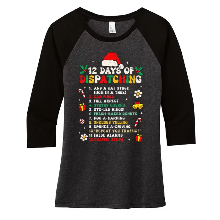 12 Days Of Dispatching Christmas Pajama X Mas Dispatcher Women's Tri-Blend 3/4-Sleeve Raglan Shirt