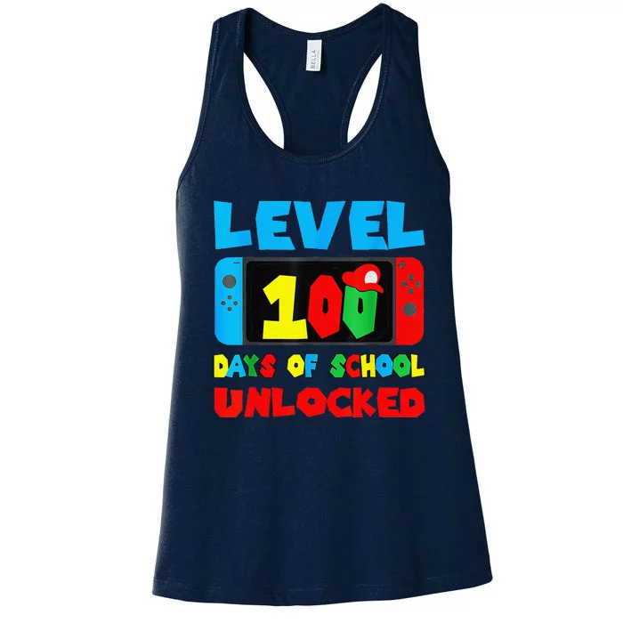 100 Days Of School 100th Day Of School Level Unlocked Women's Racerback Tank