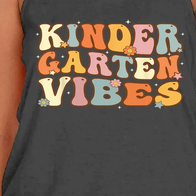 1st Day of School Kindergarten Vibes Student Teacher Women's Knotted Racerback Tank