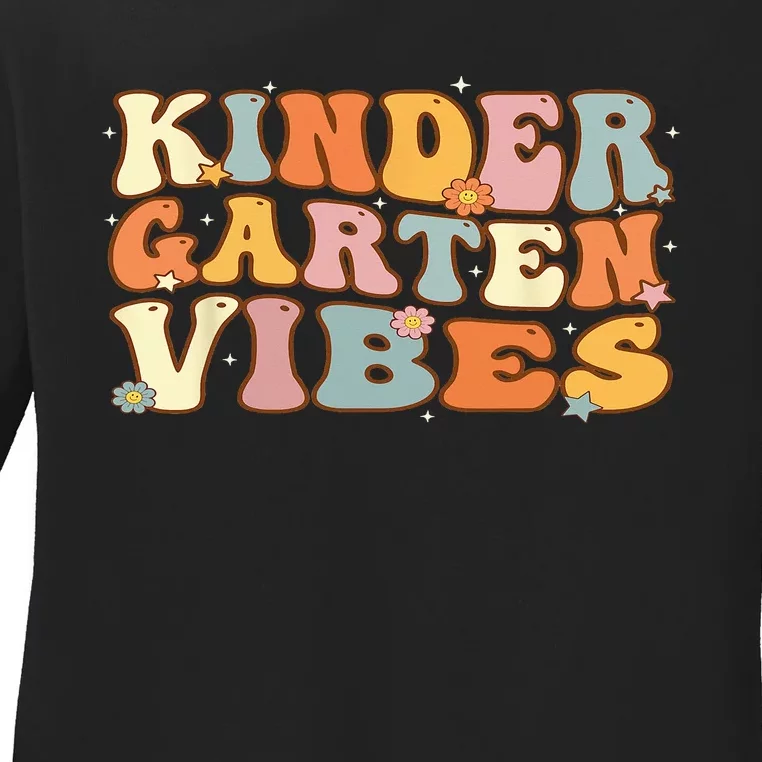 1st Day of School Kindergarten Vibes Student Teacher Ladies Long Sleeve Shirt