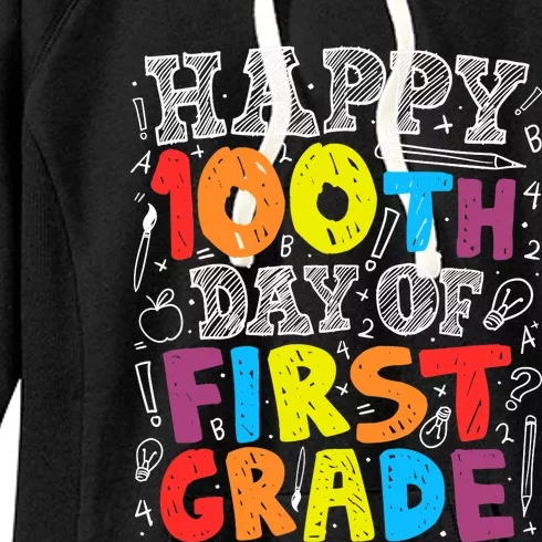 100 Days of School Design 100th Day of 1st Grade Teacher Women's Fleece Hoodie