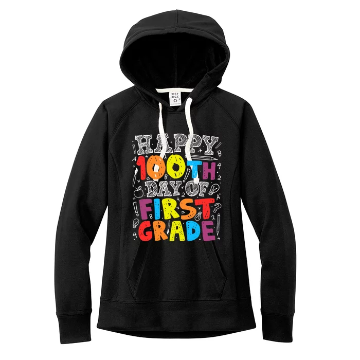 100 Days of School Design 100th Day of 1st Grade Teacher Women's Fleece Hoodie