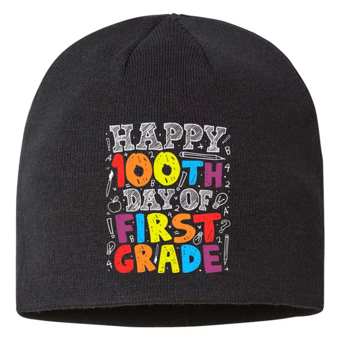 100 Days of School Design 100th Day of 1st Grade Teacher 8 1/2in Sustainable Knit Beanie