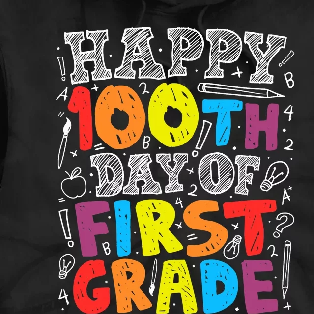 100 Days of School Design 100th Day of 1st Grade Teacher Tie Dye Hoodie