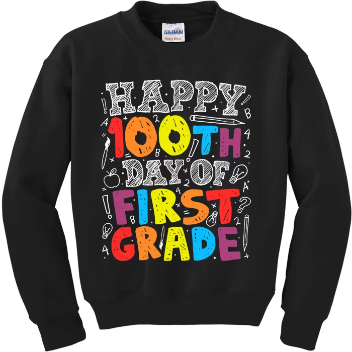 100 Days of School Design 100th Day of 1st Grade Teacher Kids Sweatshirt