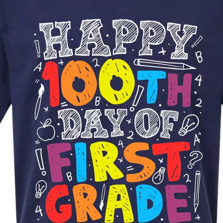 100 Days of School Design 100th Day of 1st Grade Teacher Sueded Cloud Jersey T-Shirt