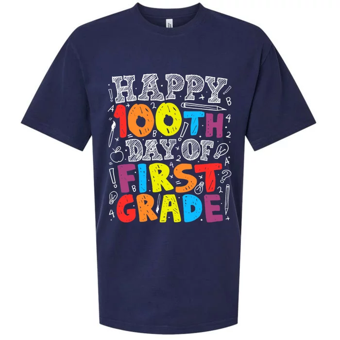 100 Days of School Design 100th Day of 1st Grade Teacher Sueded Cloud Jersey T-Shirt