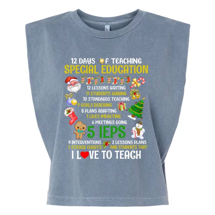 12 Days Of Teaching Special Education Ieps Sped Teacher Xmas Gift Garment-Dyed Women's Muscle Tee