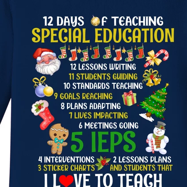 12 Days Of Teaching Special Education Ieps Sped Teacher Xmas Gift Baby Long Sleeve Bodysuit