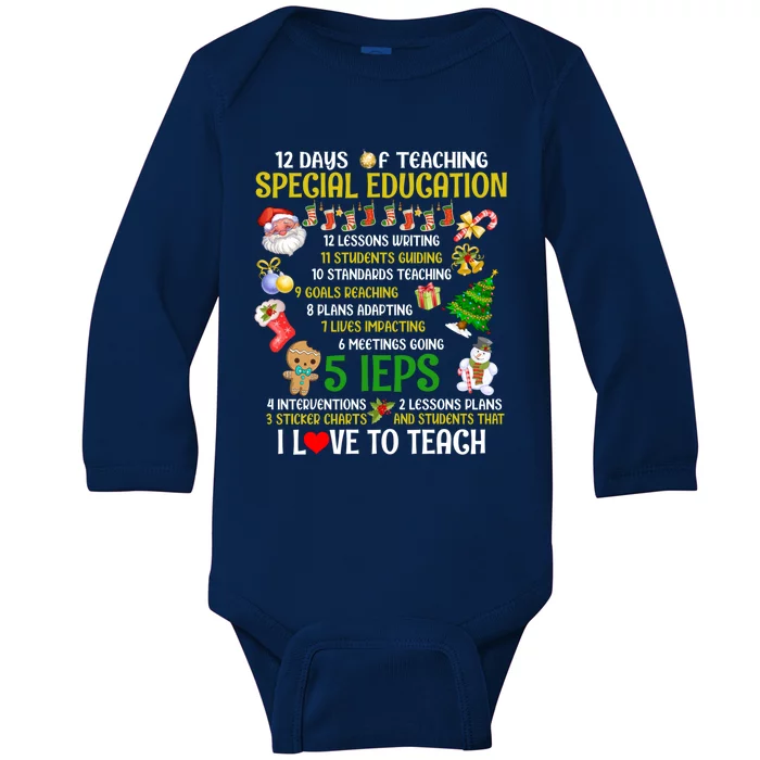 12 Days Of Teaching Special Education Ieps Sped Teacher Xmas Gift Baby Long Sleeve Bodysuit