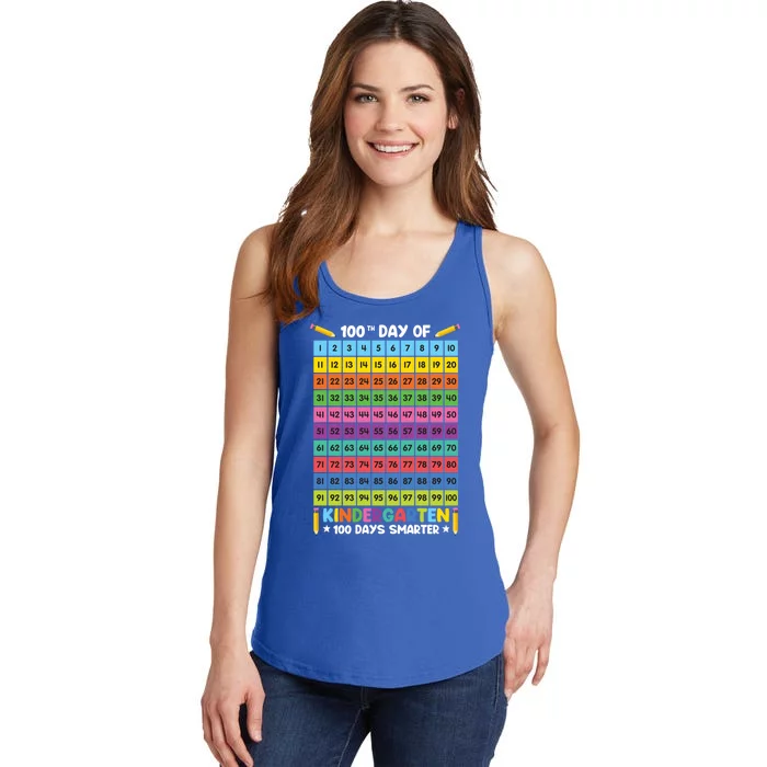 100th Day Of School Kindergarten 100 Days Smarter Students Gift Ladies Essential Tank