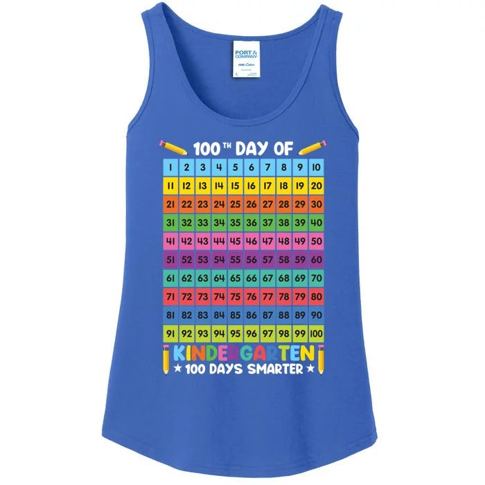 100th Day Of School Kindergarten 100 Days Smarter Students Gift Ladies Essential Tank