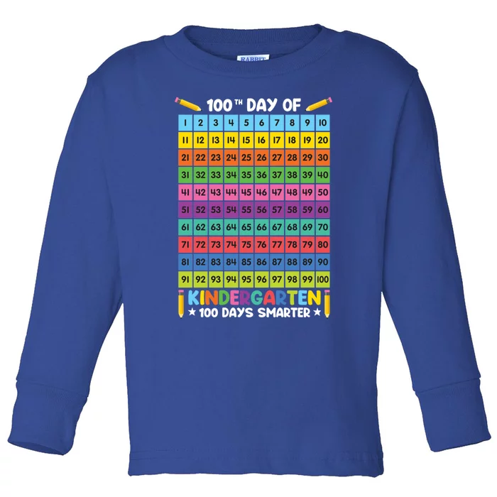 100th Day Of School Kindergarten 100 Days Smarter Students Gift Toddler Long Sleeve Shirt