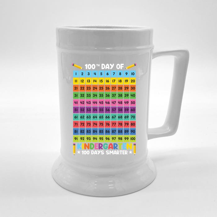 100th Day Of School Kindergarten 100 Days Smarter Students Gift Front & Back Beer Stein