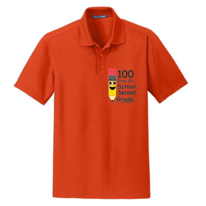 100 Days Of School Second Grade 2nd Graders Pencil Drawing Gift Dry Zone Grid Performance Polo