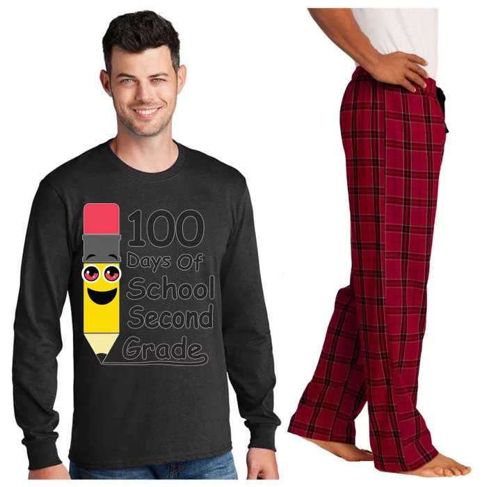 100 Days Of School Second Grade 2nd Graders Pencil Drawing Gift Long Sleeve Pajama Set