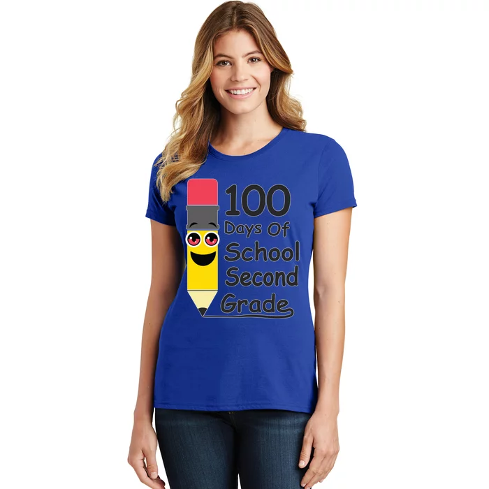 100 Days Of School Second Grade 2nd Graders Pencil Drawing Gift Women's T-Shirt