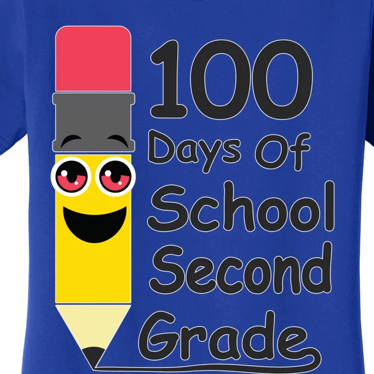 100 Days Of School Second Grade 2nd Graders Pencil Drawing Gift Women's T-Shirt